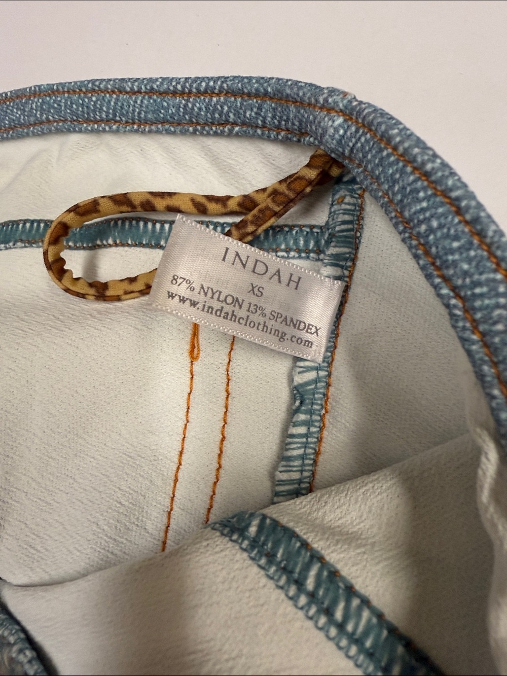 Indah Teal Lace-Up Waist Jeans with Brown Cord - Picture 6 of 6